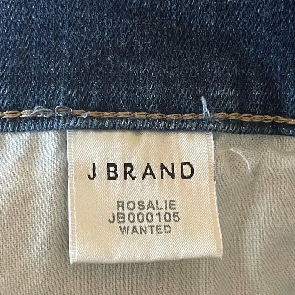 J Brand Rosalie Button Fly Denim Mini Skirt Sz 27 Blue Jean Raw Edge Distressed